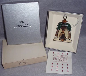 Wallace Hand Enamel Silver PL Pewter Cookie Cameo Frame Star Bell Xmas Ornament - Picture 1 of 1