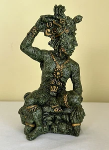 Vintage Malachite Mayan Tribal Aztec Warrior Statuette Figurine Sculpture Green - Picture 1 of 15