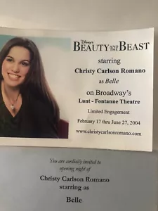 Christy Carlson Romano Invitación/Postal/Broadway La Bella y la Bestia - Imagen 1 de 6