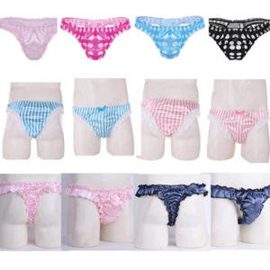 Mens Lace Underwear Thongs Briefs Shorts Sissy Panties Gay Underwear Lingerie - Picture 1 of 27