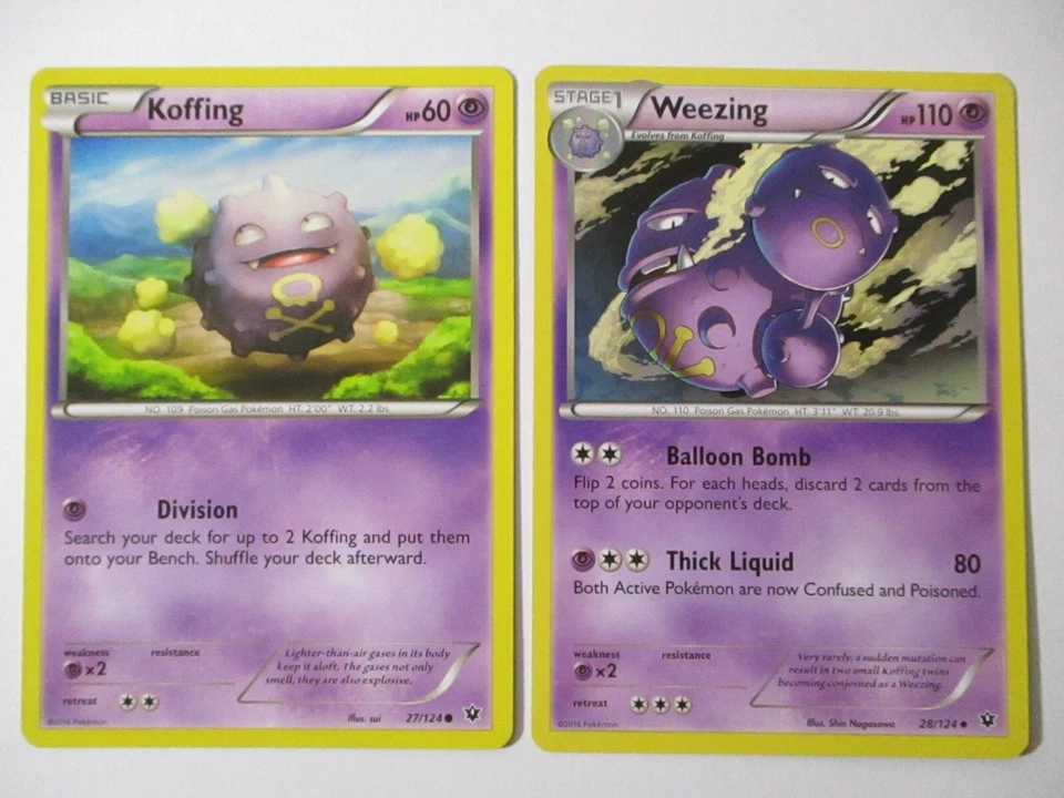 Koffing 27/124 & Weezing 28/124 Fates Collide 2 Pokemon Card - Image 1 of 1