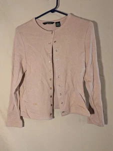 Reference Point Beige Button Front Cardigan Sweater Women's Small Stain Flaw - Picture 1 of 3