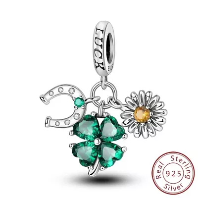 MULA Frauen Solid 925 Sterling Silber Charm CZ Glückliche Segnungen für Armband - Bild 1 von 4