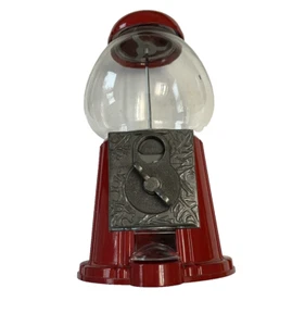 Gum Ball Machine funziona base metallo rosso globo vetro leggero base mancante spina - Foto 1 di 11