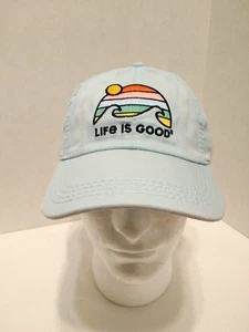 Life is Good A Sunwashed Chill Cap Retro Wave Stripe Beach Blue One Size 81452 - Picture 1 of 8