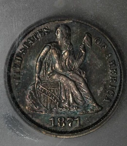 1871 ICG XF45 Liberty Seated Dime, 10C, 1800's Dime, LS Dime, Lib Dime - Picture 1 of 4