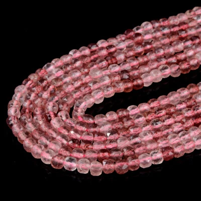 4MM Strawberry Quartz Gemstone Grd AAA Micro Faceted Square Cube Beads (P19) - Image 1 of 3