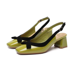 Women's SquareToe Shoes Block Heels Ankle Buckle Slingback Elegant Casual - Picture 1 of 12