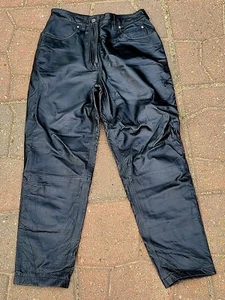 Harley-Davidson Black Genuine Leather Pants CA 03402 Size 42/14 w - Picture 1 of 8