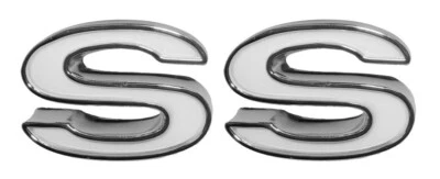 全新装饰零件 白色 "SS" 前挡泥板徽章 / 适用于 1969 - 1972 年 CAMARO / 6810 — 第 1/4 张图片