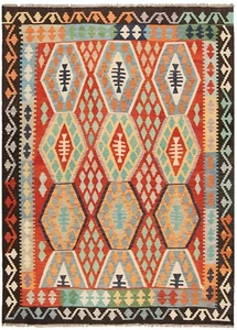 Kelim Afghan Handwoven Oriental Carpet 241X181 CM - Nomadic, Kilim, Rug, Red - Picture 1 of 12
