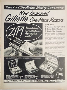 Navajas Gillette 1948 hoja azul impresión anuncio efímero arte de pared decoración una pieza - Imagen 1 de 1