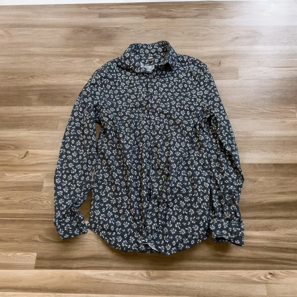 Camisa Express Extra Ajustada Azul Marino Floral Abotonada Manga Larga Para Hombre S Foto 1 de 4