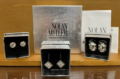 Juego de 3 pendientes colgantes Nolan Miller, circonita cúbica tono plata Foto 1 de 4