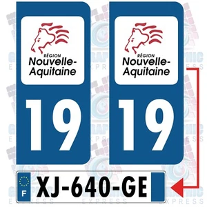 19 Notizie Aquitaine/2 Adesivi Targa Immatricolazione Aquitaine Regione - Foto 1 di 7