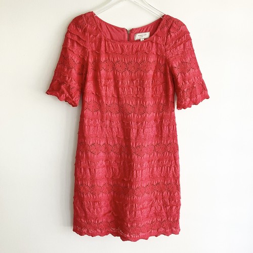 Abito Moulinette Soeurs 4 occhielli a strati manica corta tinta unita foderato rosso San Valentino