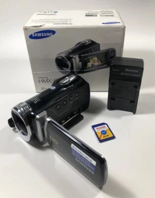 Videocámara Samsung HMX-F90 52x zoom óptico HD negra con cargador de batería de tarjeta SD Foto 1 de 4
