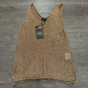 Young & Recklessh Top Womens Medium Seer Sleeveless Shirt Viscose Knit Metallic - Picture 1 of 10