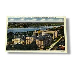Postcard State Capitol & Annex Showing Delaware River Trenton New Jersey C632 - Imagen 1 de 2