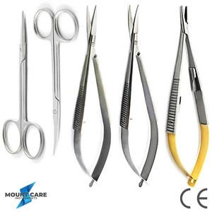 X5 Rodent Micro Surgical Tissue Noyes Scissors Iris Castroviejo Needle Holder TC - Bild 1 von 6