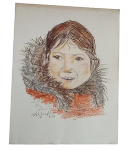 Retrato de Alaska por Elaine Corona arte dibujo boceto color firmado numerado 1994 - Imagen 1 de 8