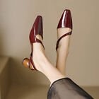 Women Pointy Toe Block Irregular Heel French Sandals Fashion Slingback Shoes