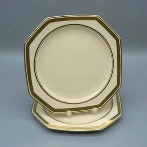 PARAGON ART DECO PAIR TEA PLATES 766514 CREAM GOLD MODERN FINE BONE CHINA 5629/3 - Picture 1 of 7