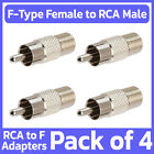 4 Pack F-Type Female to RCA Male Adapter CCTV Coaxial Cable Connector Converter