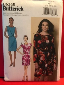 Butterick Muster B6240 MISSES KLEID Gr. 6-14 tailliert Falten drapiert bescheiden A-D CUPS - Bild 1 von 2