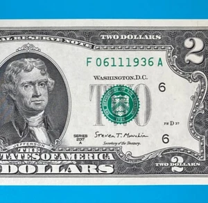 June 11, 1936 / 6 November 1936 (F 06111936 A) BIRTHDAY $2 Two Dollar Bill *UNC* - Picture 1 of 4