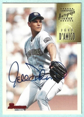1997 Bowman Certified Blue Ink Autographs - Jeff D’Amico - #19 - Brewers - NrMt+ - Image 1 of 4