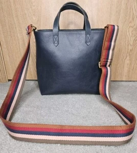 Madewell Transport Crossbody Bag Zip-Top Navy Leather Crossbody Strap NICE! - Picture 1 of 4