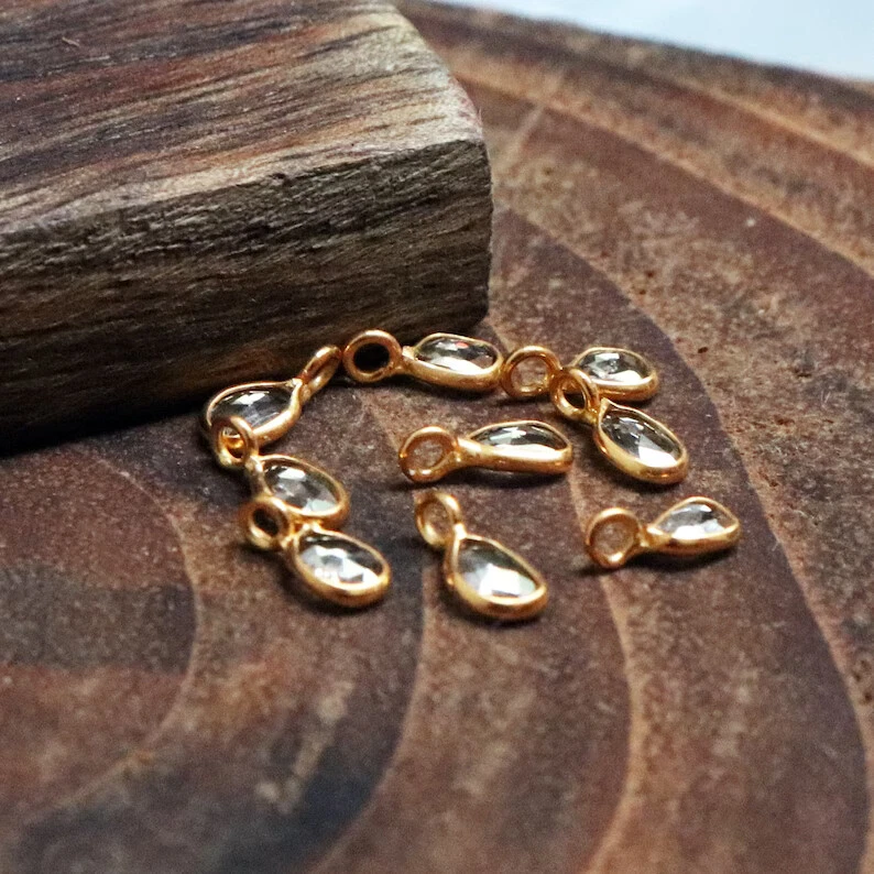 Colgante con dijes de oro macizo de 14k y 18K diamante talla rosa EP natural raro para mujer Foto 1 de 4