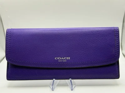 COACH Vintage Purple Leather Slim Envelope Wallet  AUTHENTIC - Image 1 of 4