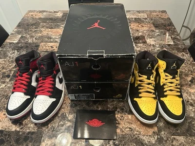 Air Jordan 1 Pack – Old Love New Love Bred Toe & Yellow/Black | Size 10.5 - Image 1 of 4