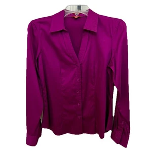 TALBOTS Raspberry Pink Shirt Top Blouse  size 6 Stretch Cotton Sateen  NWOT - Picture 1 of 5