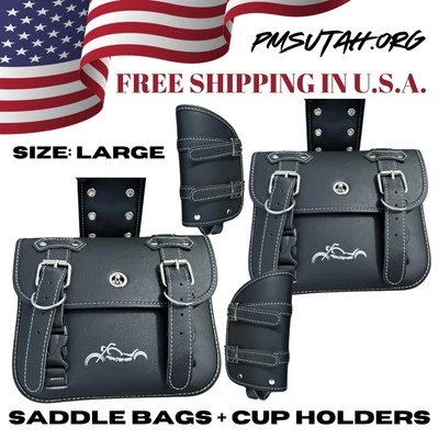 Motorcycle Saddlebags Cupholder Saddle Panniers Side Bag Triumph Bonneville - Image 1 of 4