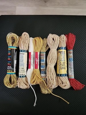 Lot 8 Metallic Gold White Red Cords 158 yards plastic canvas Scrapbook - Image 1 of 4