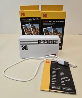 Kodak Mini 2 Retro P210R Bluetooth Photo Printer (2.1" x 3.4") White + 60 Sheets - Image 1 of 4