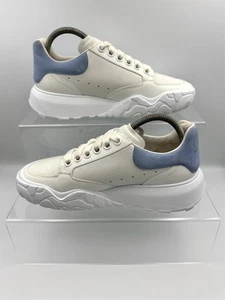 Genuine Authentic Alexander McQueen Court White Suede Blue UK 4 - EU 37 - Picture 1 of 5