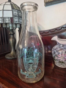 Homestead Resort Hotel Quart ACL Pyro Hot Springs Virginia CRACKED Milk Bottle - Picture 1 of 4
