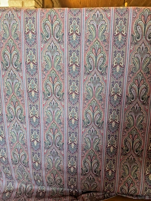 Brown Paisley Stripe Drapery Fabric, Mill Creek, Road to Bombay 16.66 Yards - Image 1 of 2