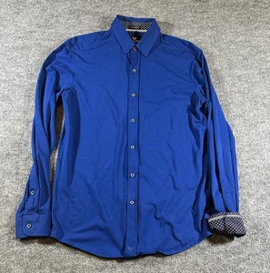 Buttercloth Men’s Medium Slim Fit Blue Button Shirt Icy Cotton Flip Cuff - Picture 1 of 6