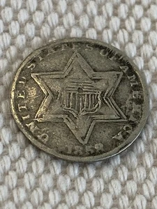 1858 Three Cent Silver Piece - Picture 1 of 2