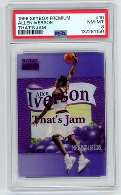 Skybox Premium Allen Iverson #10 That's Jam 1998 SSP 76ERS PSA 8 casi nuevo MT ¡Guau! N29 Foto 1 de 3