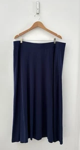 Lands End Navy Blue Long Modest Skirt A-Line Pima Cotton Pull On Plus Size 2X - Picture 1 of 3