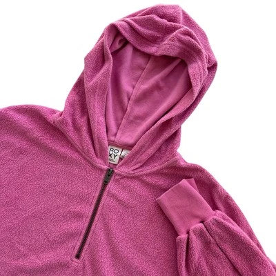 Roxy Women’s Large Barbie Pink Half Zip Oversized, Time Will Tell Comfort Hoodie - Image 1 of 4