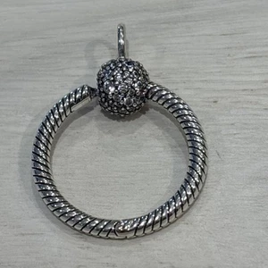 Pandora Sterling Silver Moments Small Pave O Pendant 399097C01 - Picture 1 of 4