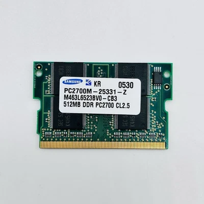 Samsung 512MB DDR PC2700 CL2.5 MicroDIMM M463L6523BV0-CB3 172-Pin Laptop RAM - Image 1 of 2