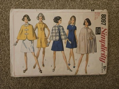 UNCUT Vintage 1960s Sewing Pattern - Reversible Cape & Dress - Size 10,Bust 32.5 - Image 1 of 2